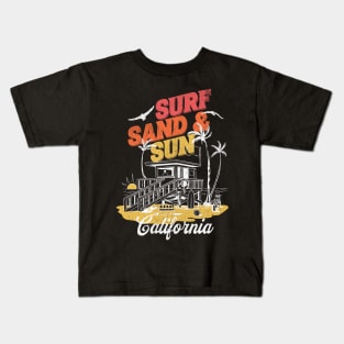 Surf, Sand and Sun California Beach Kids T-Shirt